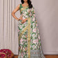 Janasya Green Chanderi Silk Floral Printed Saree | Swadesiicart