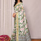 Janasya Green Chanderi Silk Floral Printed Saree | Swadesiicart