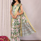 Janasya Green Chanderi Silk Floral Printed Saree | Swadesiicart