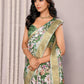 Janasya Green Chanderi Silk Floral Printed Saree | Swadesiicart