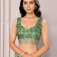 Janasya Green Chanderi Silk Floral Printed Saree | Swadesiicart
