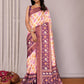 Janasya White & Purple Chanderi Silk Ikkat Printed Saree | Swadesiicart