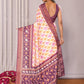 Janasya White & Purple Chanderi Silk Ikkat Printed Saree | Swadesiicart