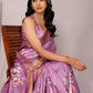 Janasya Purple Chanderi Silk Floral Printed Saree | Swadesiicart