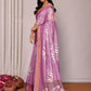 Janasya Purple Chanderi Silk Floral Printed Saree | Swadesiicart