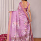 Janasya Purple Chanderi Silk Floral Printed Saree | Swadesiicart