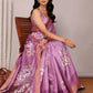 Janasya Purple Chanderi Silk Floral Printed Saree | Swadesiicart