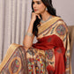 Janasya Maroon Chanderi Silk Ethnic Print Printed Saree | Swadesiicart
