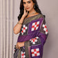 Janasya Purple Chanderi Silk Geometric Printed Saree | Swadesiicart