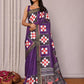 Janasya Purple Chanderi Silk Geometric Printed Saree | Swadesiicart