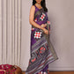 Janasya Purple Chanderi Silk Geometric Printed Saree | Swadesiicart