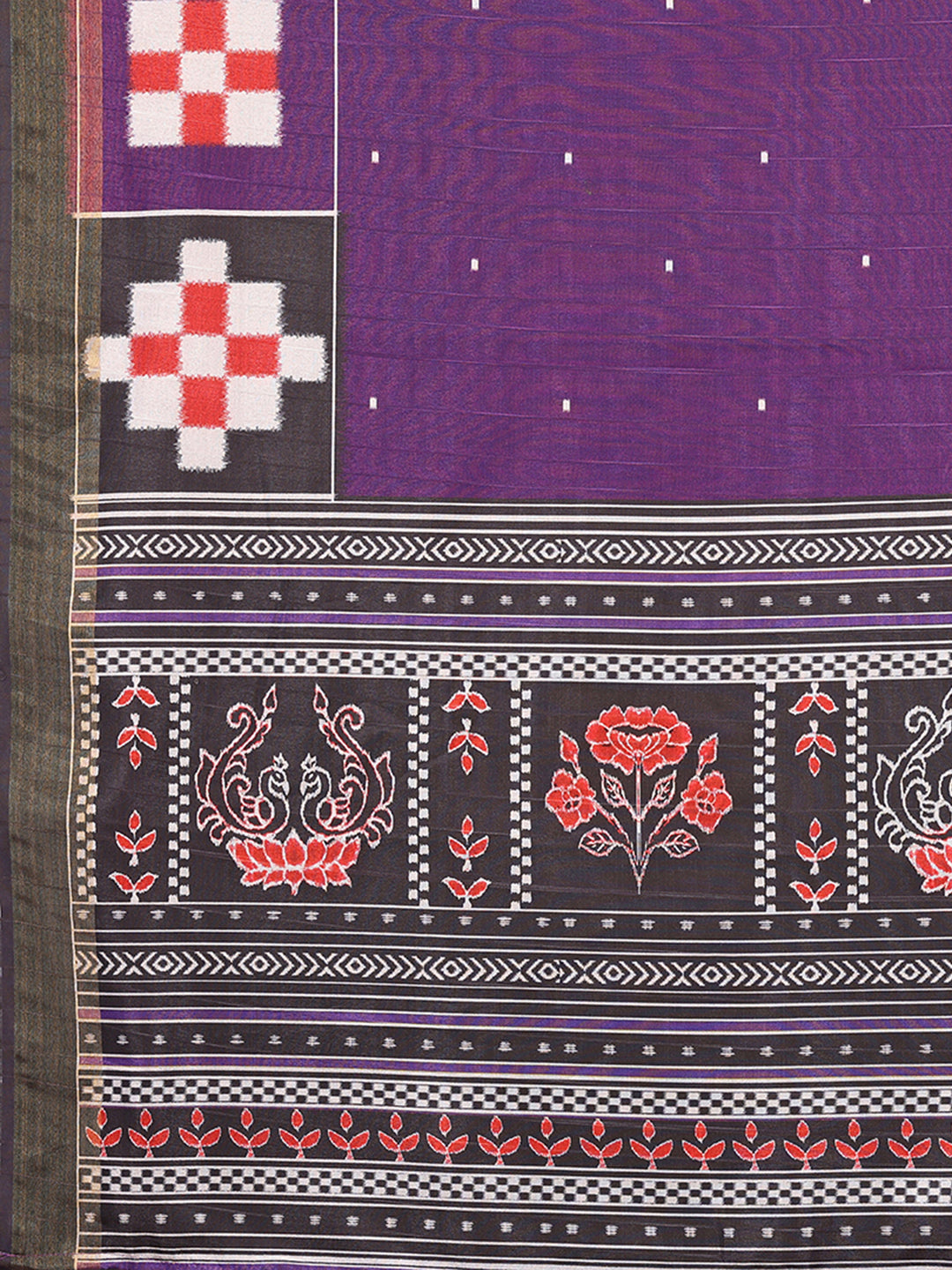 Janasya Purple Chanderi Silk Geometric Printed Saree | Swadesiicart