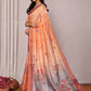 Janasya Beige Chanderi Silk Floral Printed Saree | Swadesiicart