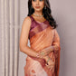 Janasya Beige Chanderi Silk Floral Printed Saree | Swadesiicart