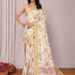 Janasya Cream Chanderi Silk Floral Printed Saree | Swadesiicart