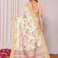 Janasya Cream Chanderi Silk Floral Printed Saree | Swadesiicart