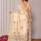 Janasya Beige Chanderi Silk Paisley Printed Saree | Swadesiicart