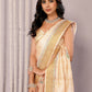 Janasya Beige Chanderi Silk Paisley Printed Saree | Swadesiicart