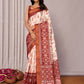 Janasya Cream Chanderi Silk Ikkat Printed Saree | Swadesiicart