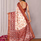 Janasya Cream Chanderi Silk Ikkat Printed Saree | Swadesiicart