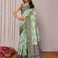 Janasya Green Chanderi Silk Chevron Printed Saree | Swadesiicart