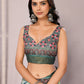 Janasya Green Chanderi Silk Chevron Printed Saree | Swadesiicart