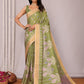 Janasya Green Chanderi Silk Ikkat Printed Saree | Swadesiicart