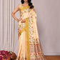 Janasya Beige Chanderi Silk Floral Printed Saree | Swadesiicart