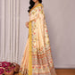 Janasya Beige Chanderi Silk Floral Printed Saree | Swadesiicart
