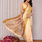 Janasya Beige Chanderi Silk Floral Printed Saree | Swadesiicart