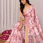 Janasya Light Pink Chanderi Silk Floral Printed Saree | Swadesiicart