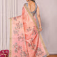 Janasya Peach Chanderi Silk Floral Printed Saree | Swadesiicart