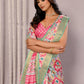 Janasya Pink Chanderi Silk Ikkat Printed Saree | Swadesiicart