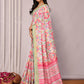 Janasya Pink Chanderi Silk Ikkat Printed Saree | Swadesiicart