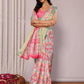 Janasya Pink Chanderi Silk Ikkat Printed Saree | Swadesiicart