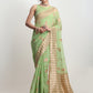 Janasya Green Linen Blend Geometric Jacquard Saree | Swadesiicart