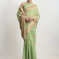 Janasya Green Linen Blend Geometric Jacquard Saree | Swadesiicart