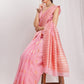 Janasya Pink Linen Blend Geometric Jacquard Saree | Swadesiicart