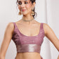 Janasya Mauve Linen Blend Floral Jacquard Saree | Swadesiicart