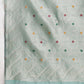 Janasya Sea Green Linen Blend Floral Jacquard Saree | Swadesiicart
