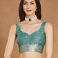 Janasya Sea Green Linen Blend Floral Jacquard Saree | Swadesiicart