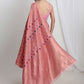 Janasya Pink Linen Blend Geometric Jacquard Saree | Swadesiicart