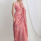 Janasya Pink Linen Blend Geometric Jacquard Saree | Swadesiicart