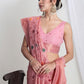 Janasya Pink Linen Blend Geometric Jacquard Saree | Swadesiicart
