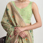 Janasya Light Green Linen Blend Floral Jacquard Saree | Swadesiicart