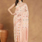 Janasya Light Peach Linen Blend Patola Jacquard Saree | Swadesiicart