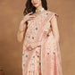 Janasya Light Peach Linen Blend Patola Jacquard Saree | Swadesiicart