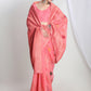 Janasya Peach Linen Blend Floral Jacquard Saree | Swadesiicart