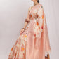Janasya Orange Linen Blend Floral Jacquard Saree | Swadesiicart