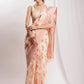 Janasya Orange Linen Blend Floral Jacquard Saree | Swadesiicart